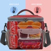 Large Insulated Lunch Bag with Adjustable Shoulder Strap, (Red)