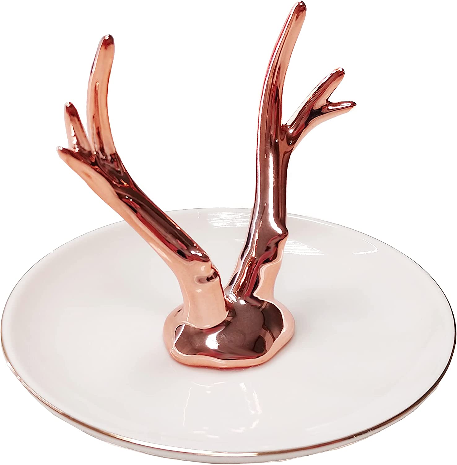 Enamel Ceramic Ring Dish, 4.5-Inch, Rose Gold