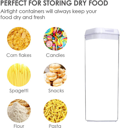 Airtight Food Storage Containers, 4 BPA Free Plastic Spaghetti Containers with Easy-Close Lids