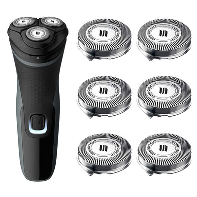 Replacement heads for shaver, pack of 6