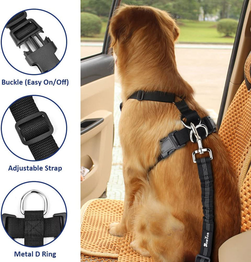 Pet Car Harness Plus Connector Leash, C2-Azul y Negro