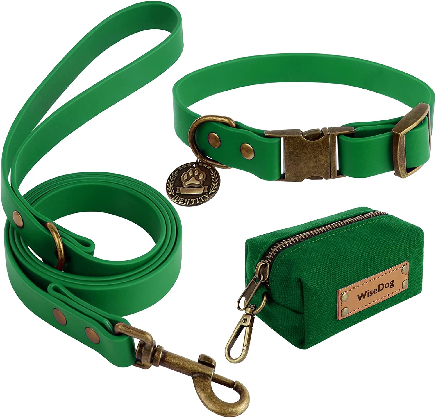 Pet Collar and Leash Combo Set, Size l, Deep Green