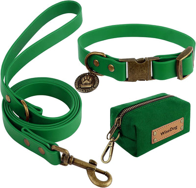 Pet Collar and Leash Combo Set, Size l, Deep Green