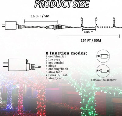 164FT 500 LED Christmas Indoor Outdoor Decorative String