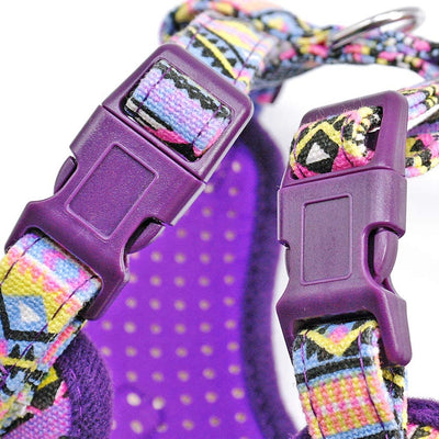 Multicolored Dog Vest Harness and Leash Set (Large - Purple)