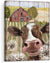 canvas print, farm picture,rustic style,funny cow and dandelion