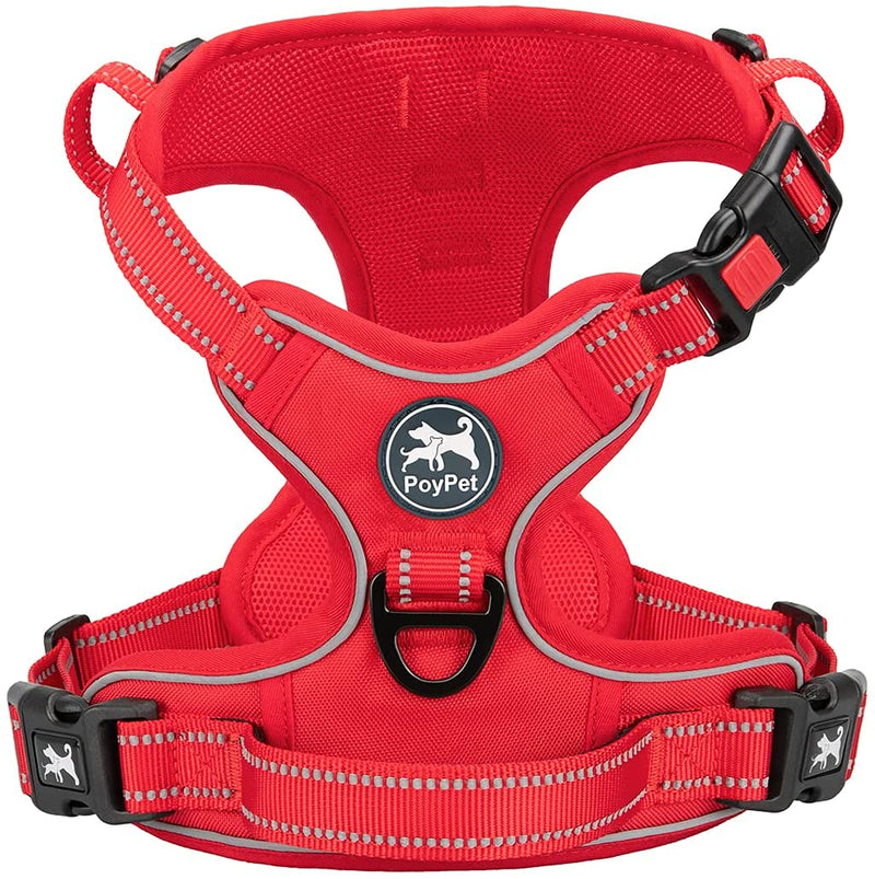 Reflective Adjustable No Pull Pet Harness, Red Full (S)