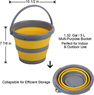 2-Pack of 1.32, Gallon Collapsible Plastic Buckets