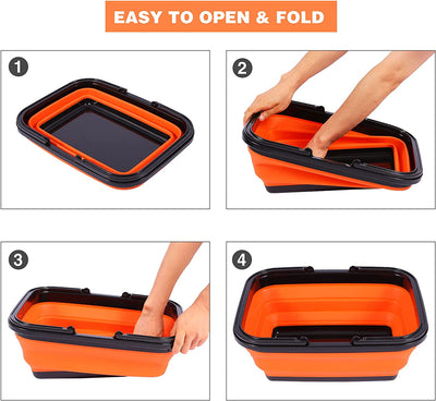 Pack of 2 folding sinks, 9L capacity, color: orange y grey