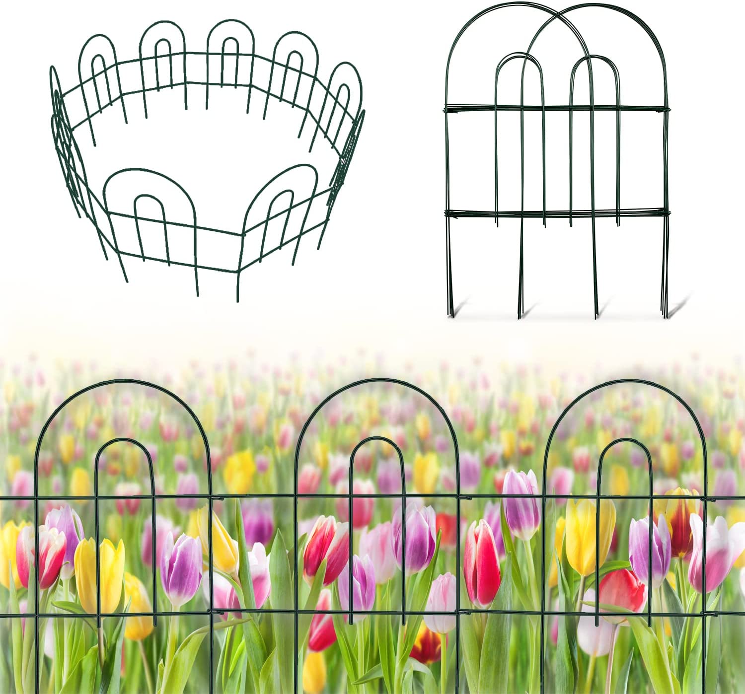Decorative Garden Fence, Stainless Iron, (24in x 14ft)