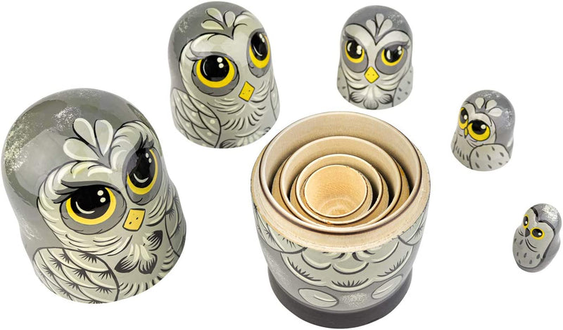 Russian Nesting Dolls, (5 Owl Dolls)