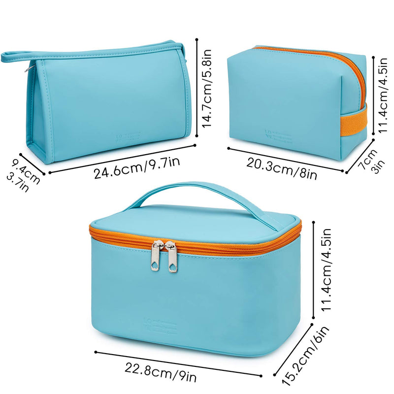 3 Piece Makeup Bag, Large, L - Blue