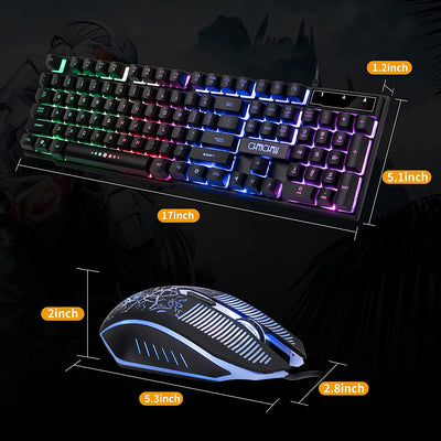 LED Wired Gaming Keyboard and Mouse Combo. Black