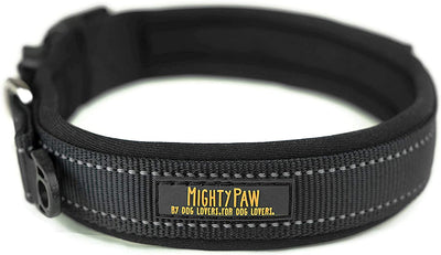 Reflective Padded Dog Collar for Running, Color: Black