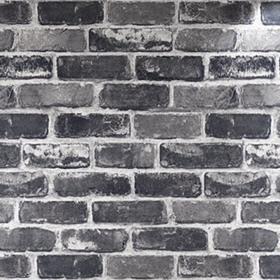 Vintage Rustic Brick Wallpaper, Gray (17.3" x 118")