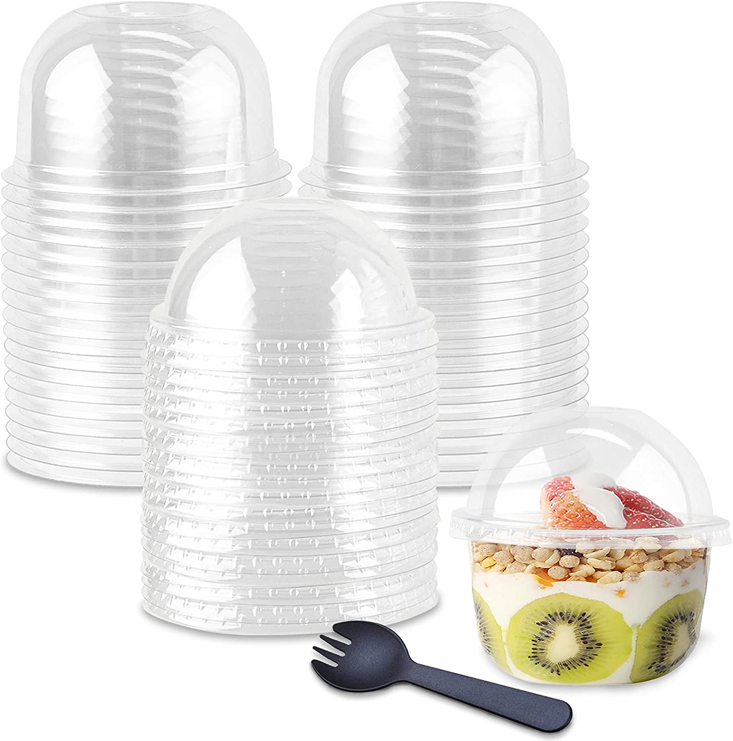 50-Pack 9oz Clear Plastic Dessert Cups with Dome Lids