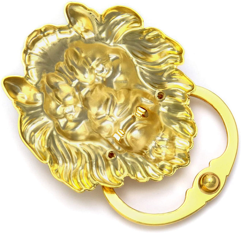 golden door handle classical knocker with lion head