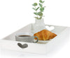 white serving tray with handles for coffee table 12 x 20 inches