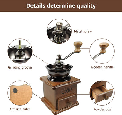 Manual Coffee Grinder, Item Dimensions 3.74x3.74x6.3"