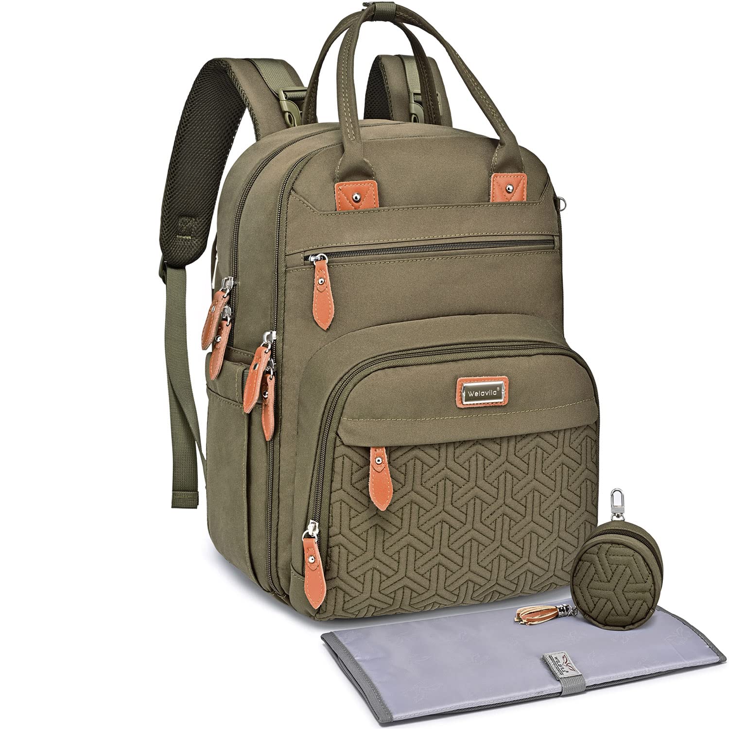 Diaper bag with pad for babies (Olive Green)