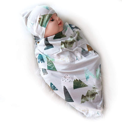 Newborn Sleeping Blanket with Hat, Color: Mountains