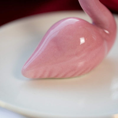 Glazed Ceramic Ring Dish, 4.5-Inch, Pink Swan