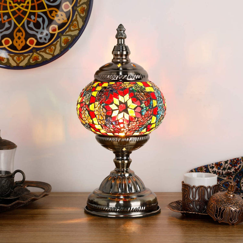 Vintage Glass Mosaic Table Lamp, Color: Multi-colored2