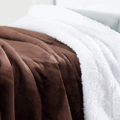 Plush Blanket for Bed and Sofa (60" x 70") Brown/White