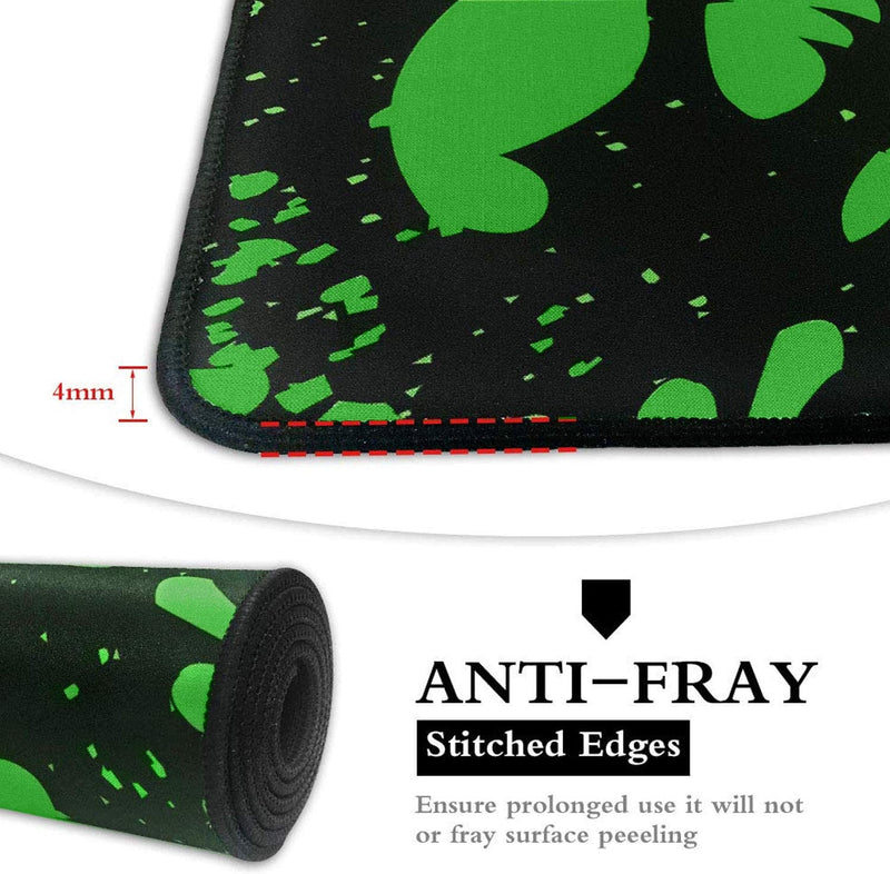 Large Non-Slip Rubber Mouse Pad with Stitched Edges, Green