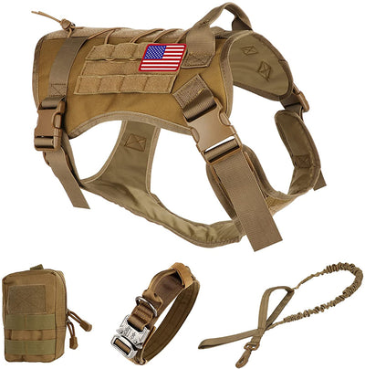 Tactical Pet Dog Harness Set (Color: Khaki, L)