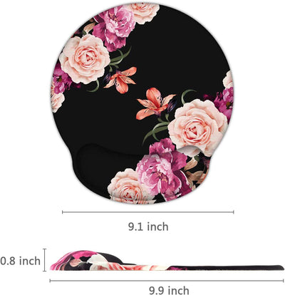 Mouse Pad with Gel Wrist Rest Support (Adorable Peony Flower)