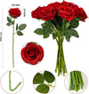 Artificial Rose Bouquet, Valentine Decorations (Red), 15-Pack