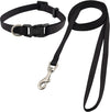 Pet collar and leash set, black, XS, Collar 8-12", 3/8"