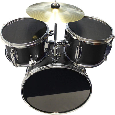 3-Piece Kids Drum Kit,Cymbal,Pedal and Drumsticks,Metallic Black