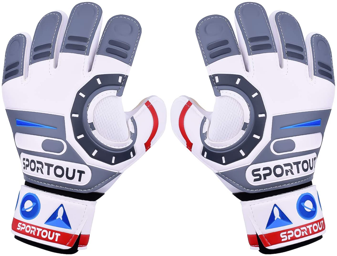 Goalkeeper gloves, with double protection, White, Size 5