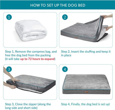 Waterproof pets Beds,44"x32"x4", grey color