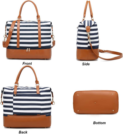 Travel Bag (Blue Stripe With Shoe Compartment)