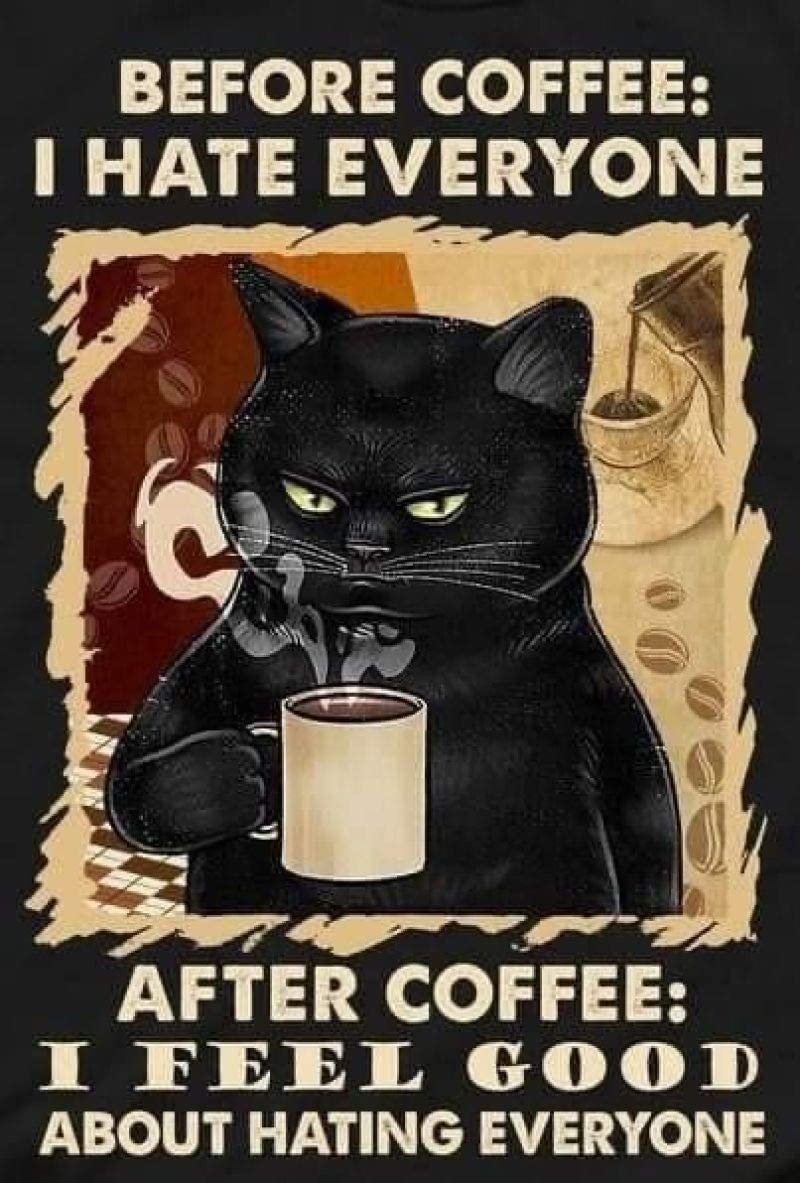 "Before And After Coffee" Retro Metal Tin, 8x12 Inch