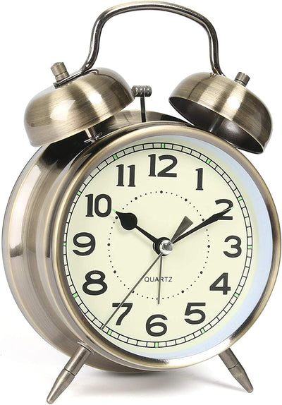 4 Inch Retro Alarm Clock With Double Bell, Color (Bronze)