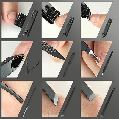 18-Piece Stainless Steel Manicure Set (Color: Black)