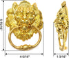 golden door handle classical knocker with lion head