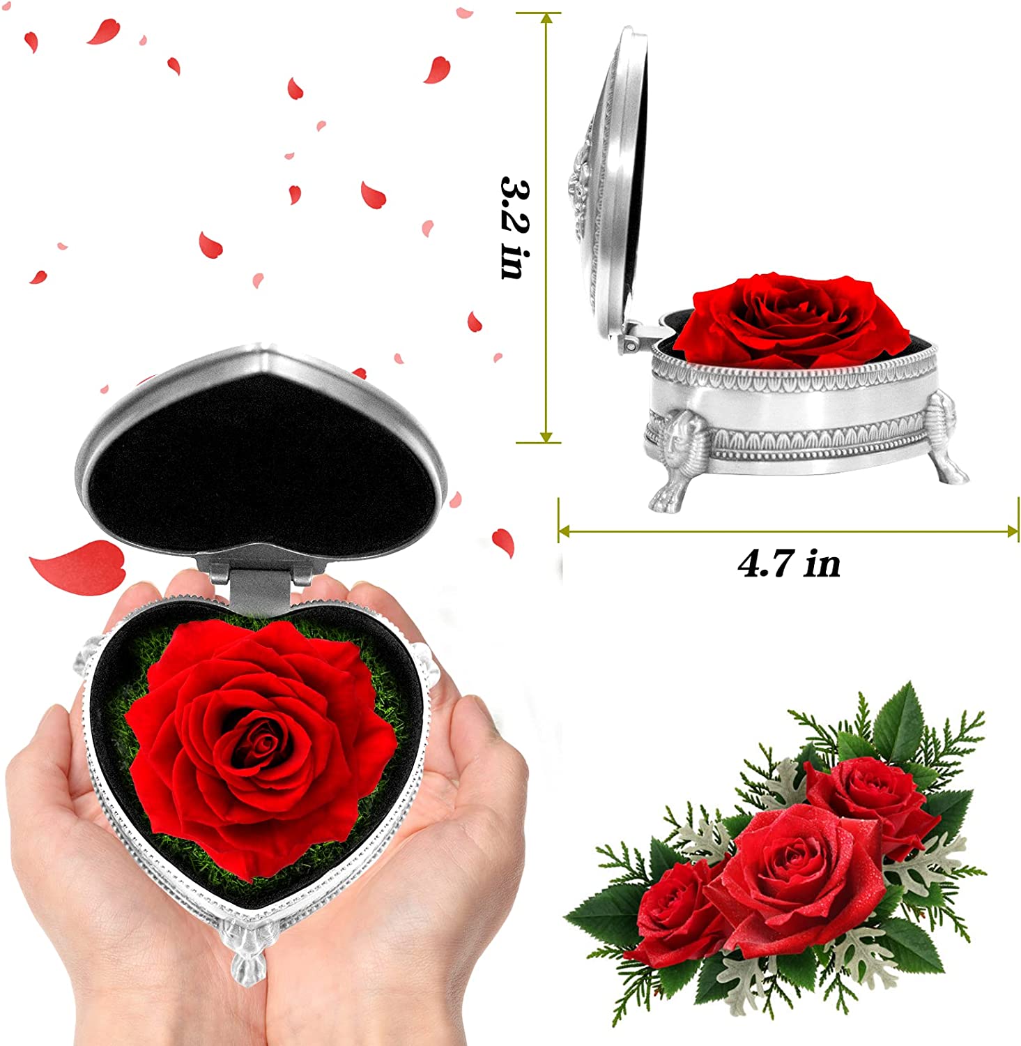 Preserved real flower with Valentine's Day gift box