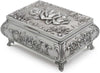 Rectangular Vintage Metal Rose Pattern Jewelry Box