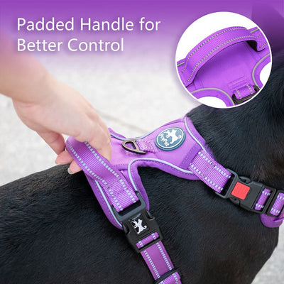 Reflective Adjustable No Pull Pet Harness, Purple Full (S)