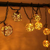 Rattan Ball String Lights with 10 Waterproof LED Bulbs