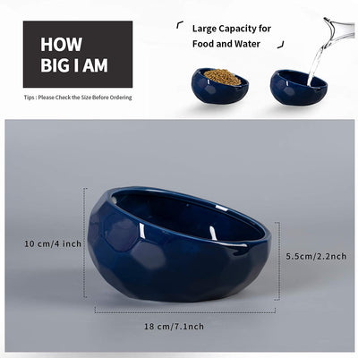 7 Inch Non-Slip Food and Water Bowls for Pets (Dark blue)