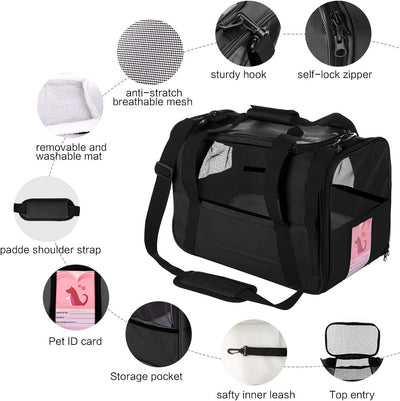 Pet Carrier,15" x 9" x 9"inches, 11lb,black color