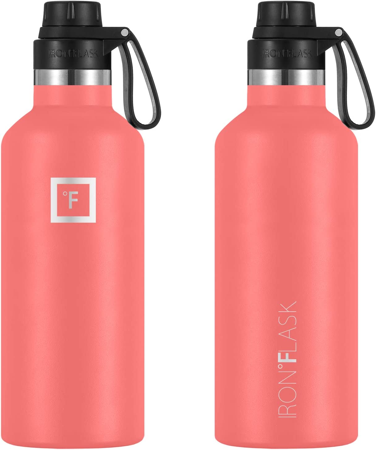 Sports Water Bottle - 32oz, 3 Lids (Spout Lid), Peach