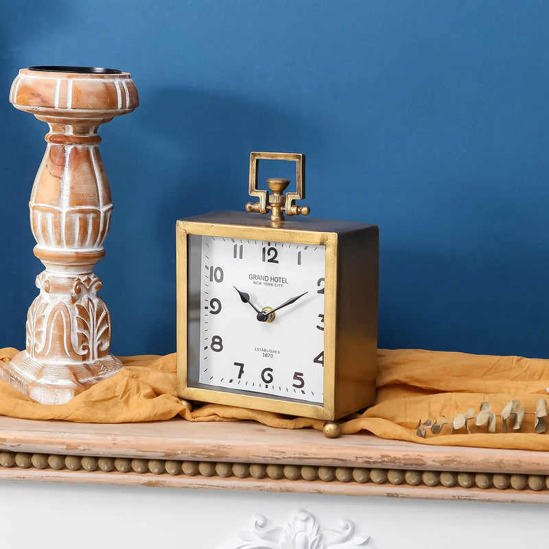 Metal Table Clock, Silent Non-Ticking Classic