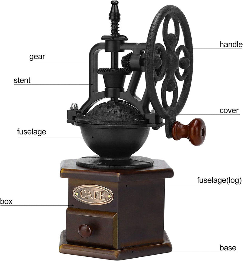 Old manual coffee grinder, with cast iron crank